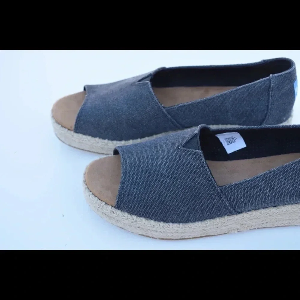 Toms peep toe low wedges